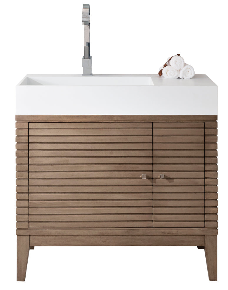 Linear Sink Freestanding Bathroom Vanity Cabinet