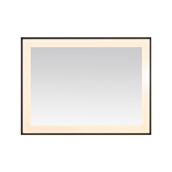 The Lexington 48 inch x 36 inch LED Lighted Slim Frame Mirror features a rectangular design with a slim dark frame and integrated LED lighting around the inner edge, set against a plain white background.