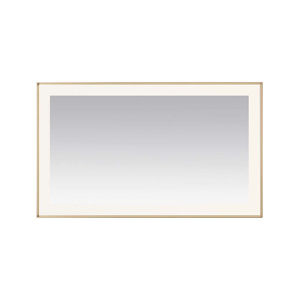The Lexington 60 inch x 36 inch LED Lighted Slim Frame Mirror features a thin, light-colored frame and a modern design, shown here against a white background.