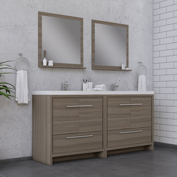 Alya Bath Sortino 72" Double Sink Freestanding Bathroom Vanity in Gray