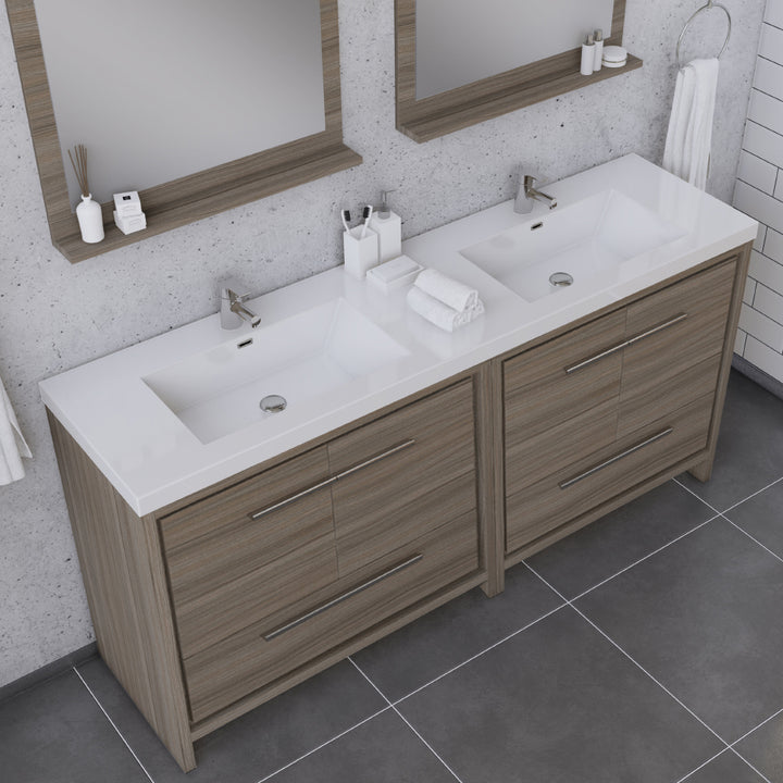 Alya Bath Sortino 72" Double Sink Freestanding Bathroom Vanity in Gray