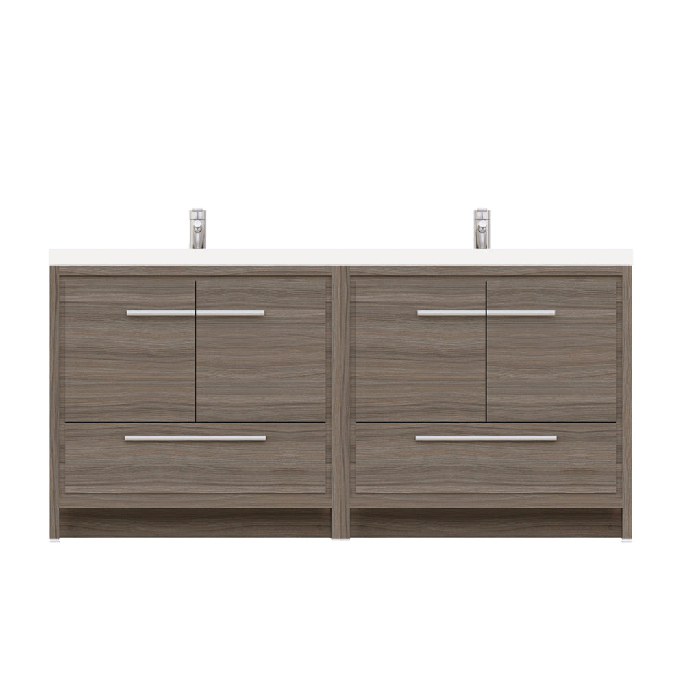 Alya Bath Sortino 72" Double Sink Freestanding Bathroom Vanity in Gray