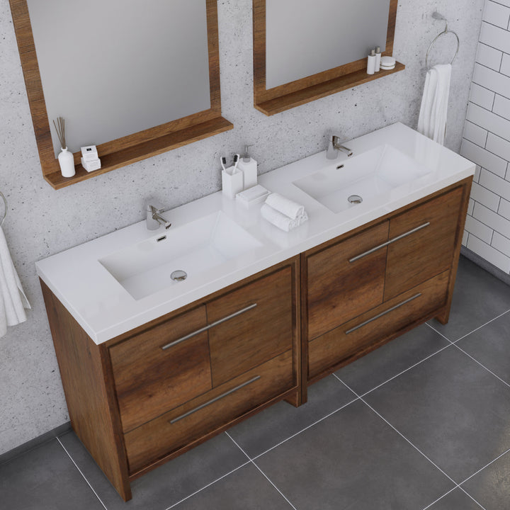 Alya Bath Sortino 72" Double Sink Freestanding Bathroom Vanity in Rosewood