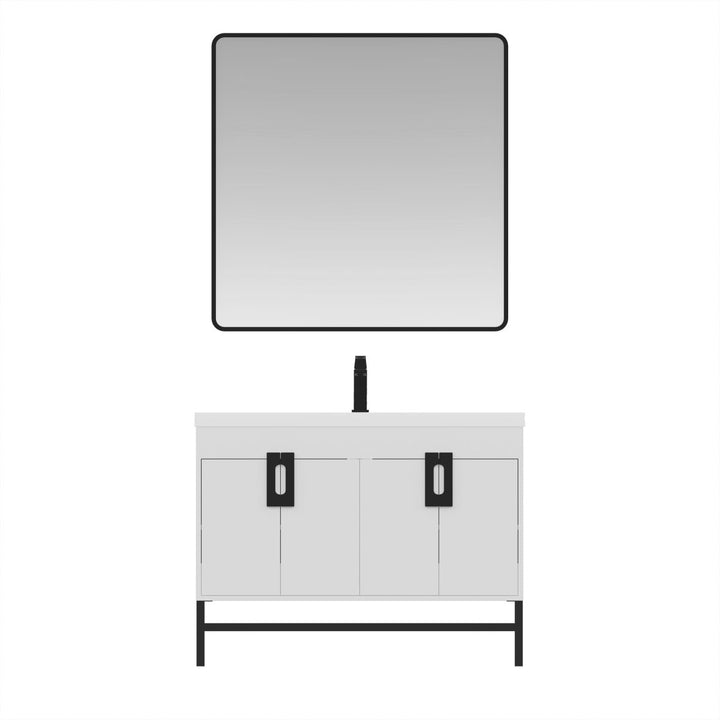 Salento 48" White Bathroom Vanity With Sink And Matte Black Hardware