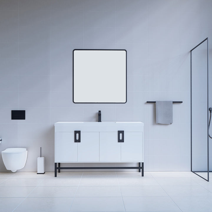 Alya Bath Salento 60" Single Sink Freestanding Bathroom Vanity in White | ANVE Kitchen &amp; Bath