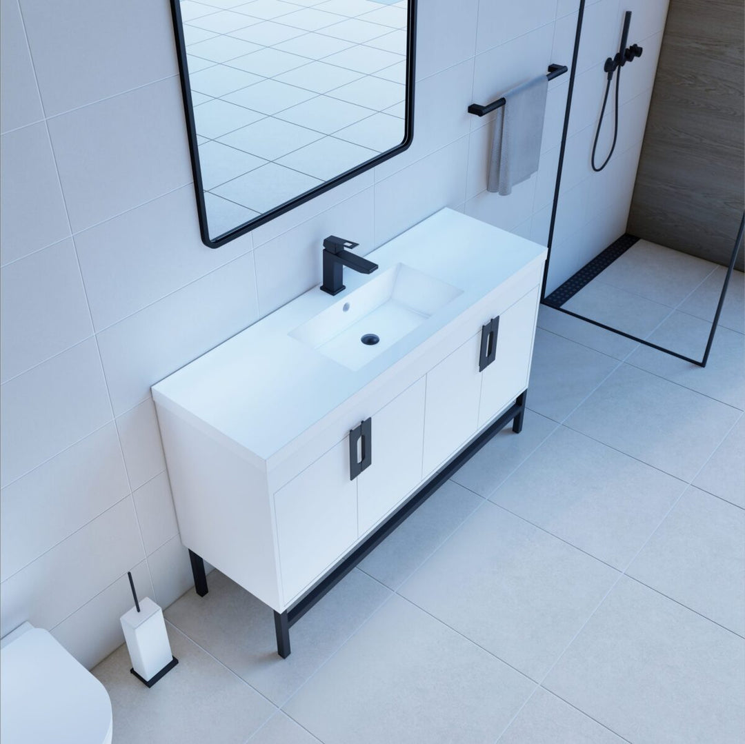 Alya Bath Salento 60" Single Sink Freestanding Bathroom Vanity in White