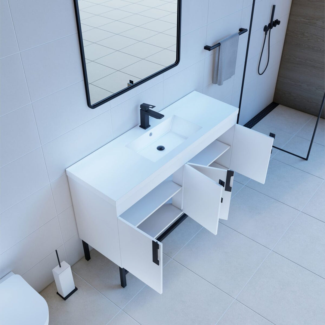 Alya Bath Salento 60" Single Sink Freestanding Bathroom Vanity in White