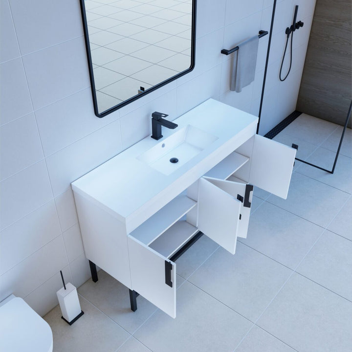 Alya Bath Salento 60" Single Sink Freestanding Bathroom Vanity in White