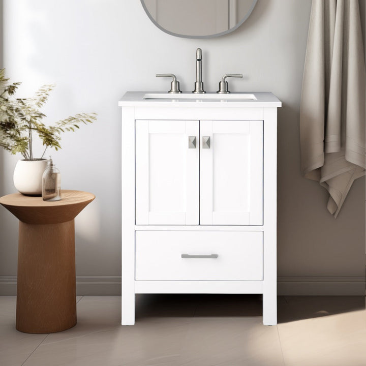 Vanea Freestanding Bathroom Vanity with White Quartz Top | ANVE Kitchen &amp; Bath