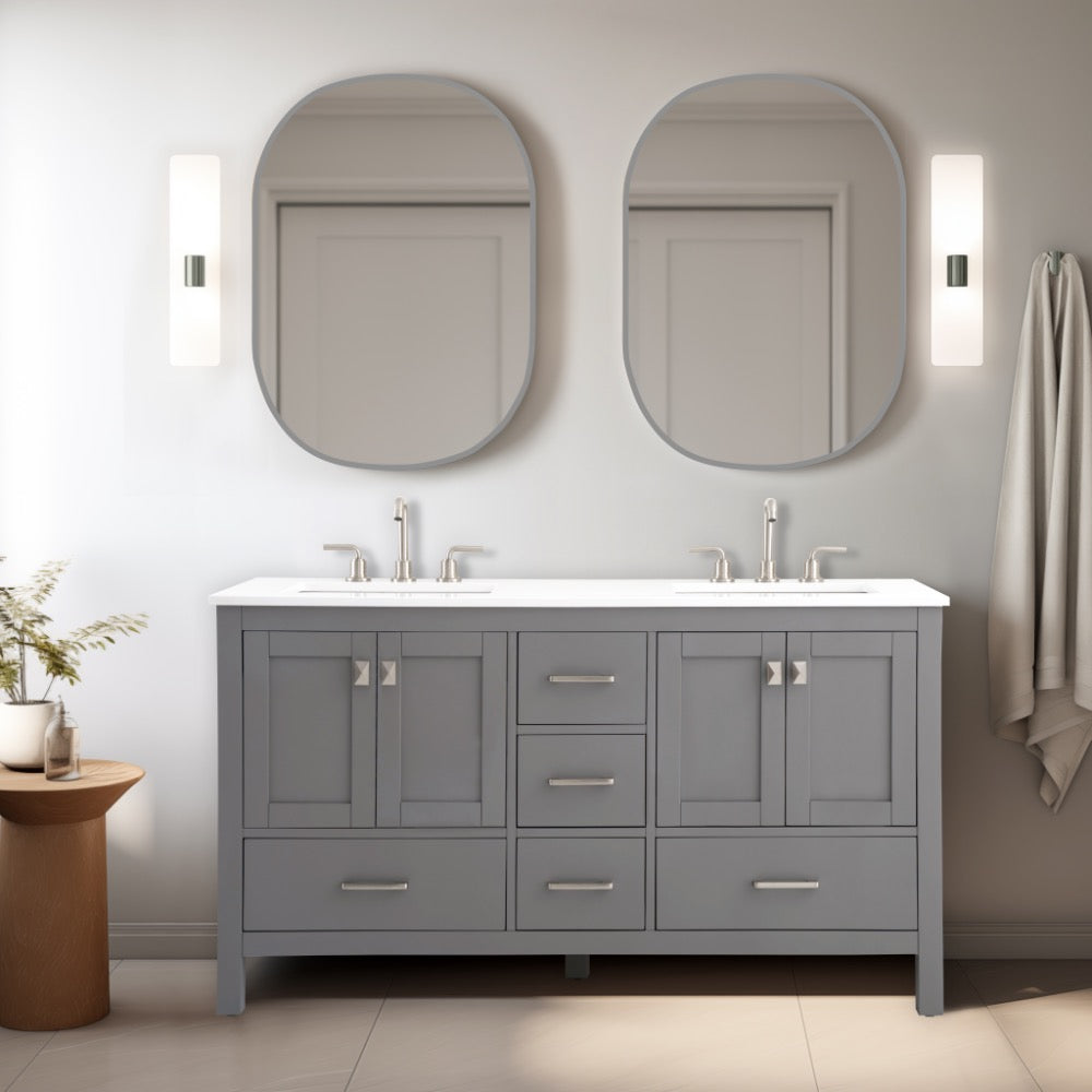 Vanea Freestanding Bathroom Vanity with White Quartz Top