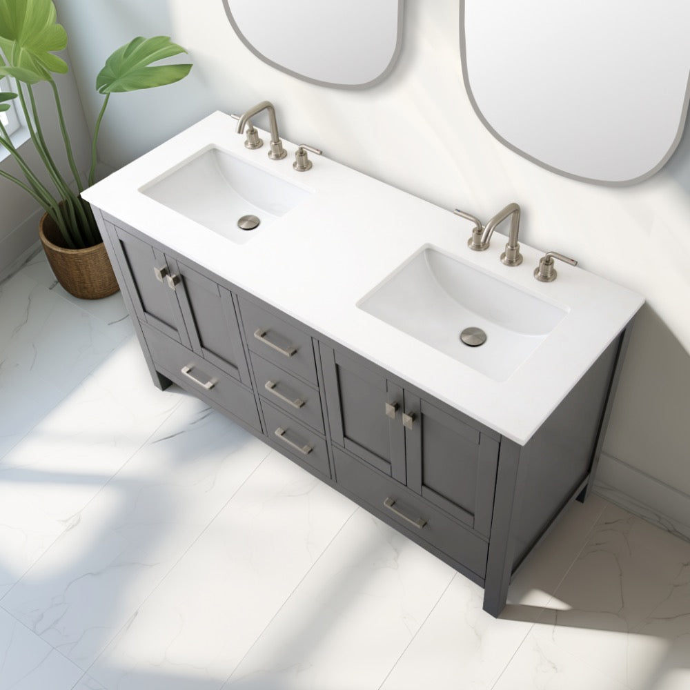 Vanea Freestanding Bathroom Vanity with White Quartz Top