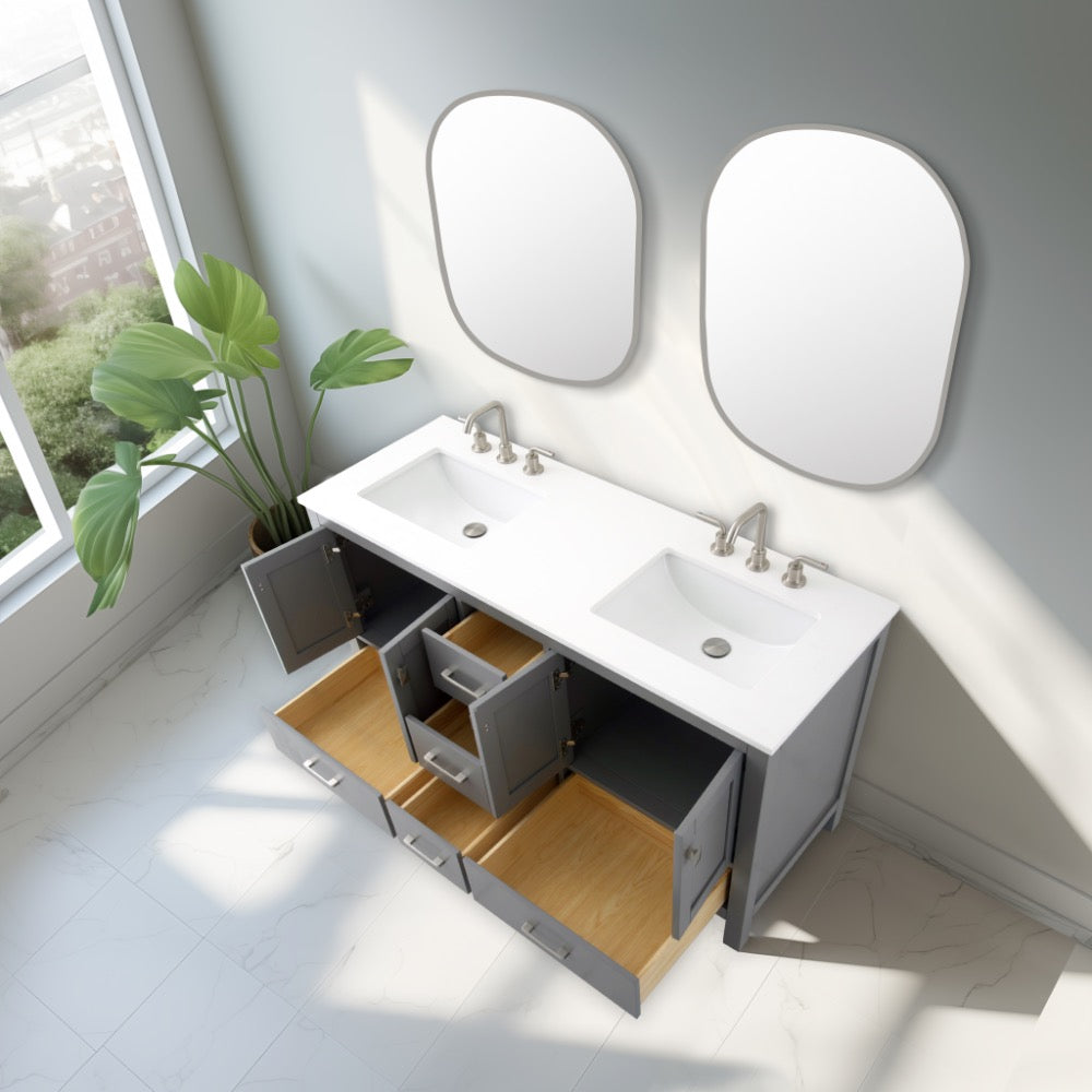 Vanea Freestanding Bathroom Vanity with White Quartz Top