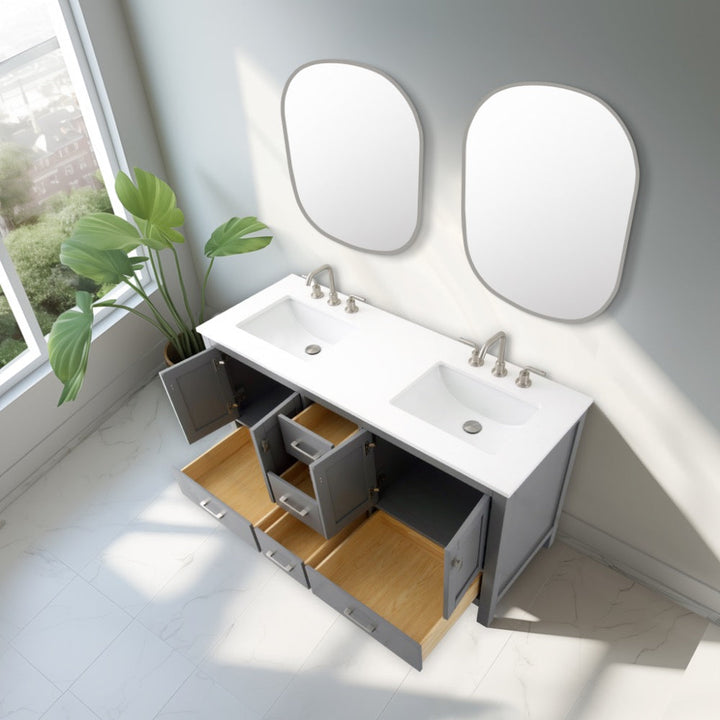 Vanea Freestanding Bathroom Vanity with White Quartz Top
