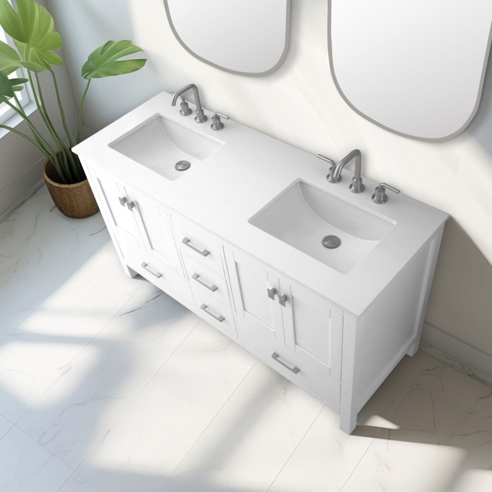 Vanea Freestanding Bathroom Vanity with White Quartz Top