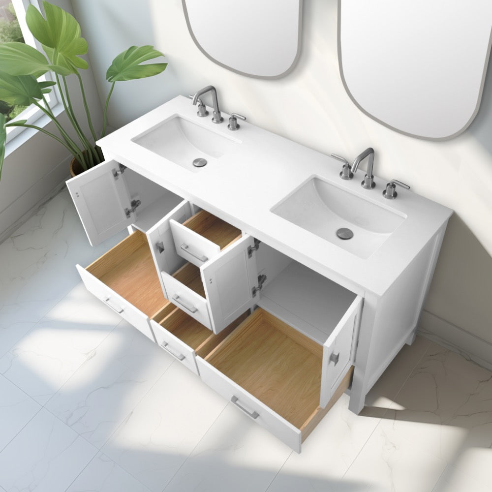 Vanea Freestanding Bathroom Vanity with White Quartz Top