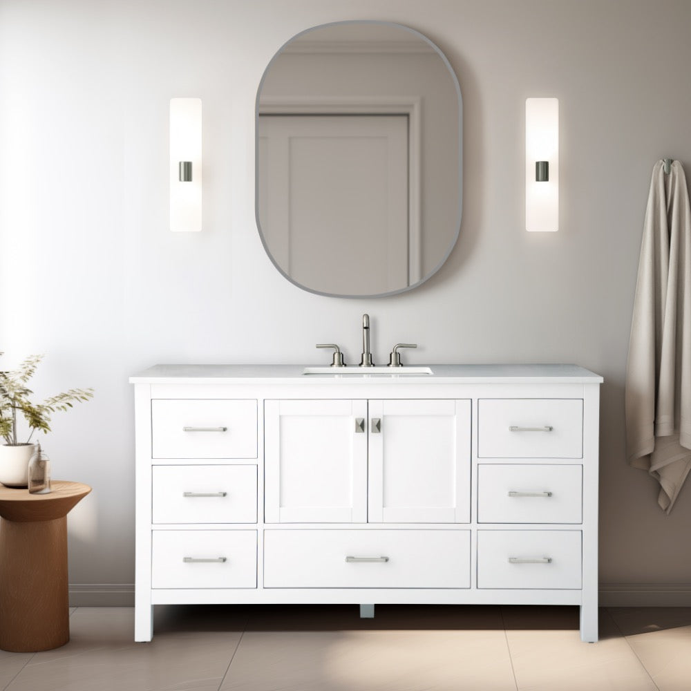 Vanea Freestanding Bathroom Vanity with White Quartz Top