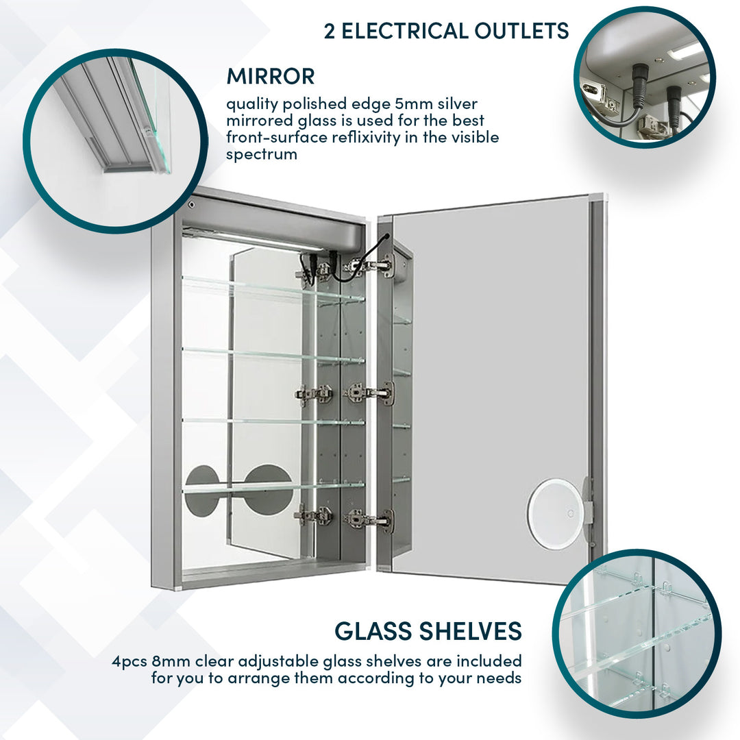 Royale Plus 24" x 30" Right Hinge LED Medicine Cabinet
