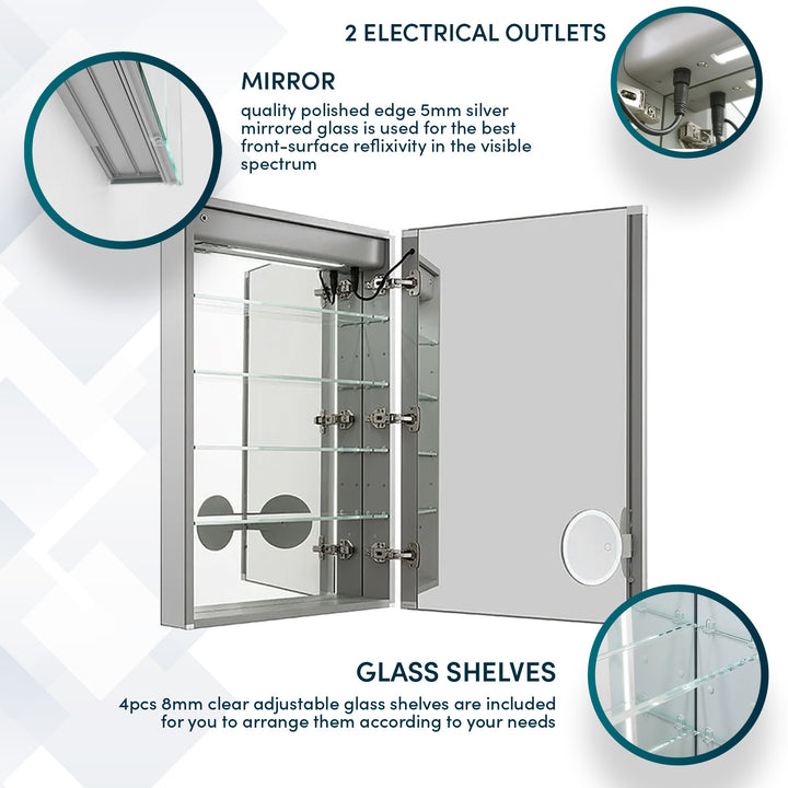 Royale Plus 24" x 30" Right Hinge LED Medicine Cabinet