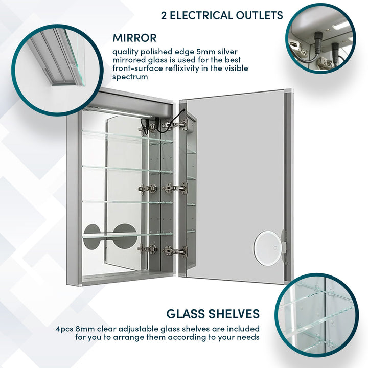 Royale Plus 24" x 36" Right Hinge LED Medicine Cabinet