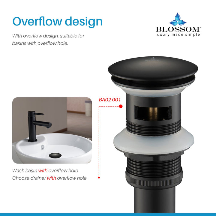 1-1/4" Brass Pop-Up Drain with Overflow