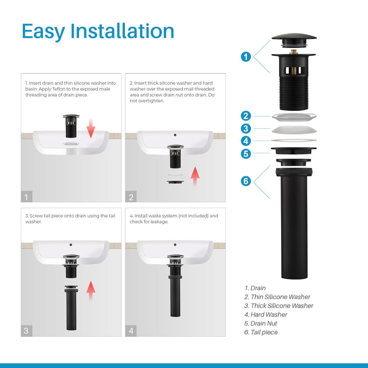 1-1/4" Brass Pop-Up Drain with Overflow