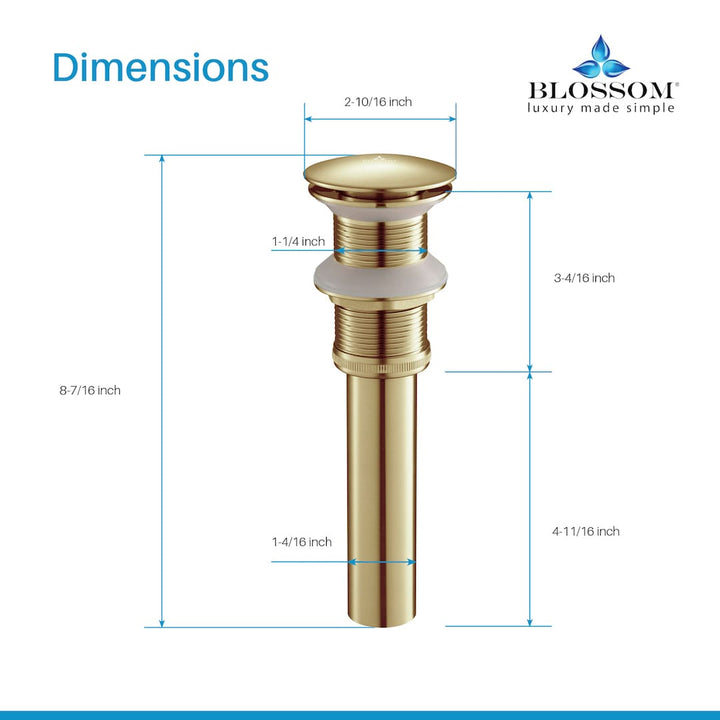 1-1/4" Brass Pop-Up Drain without Overflow