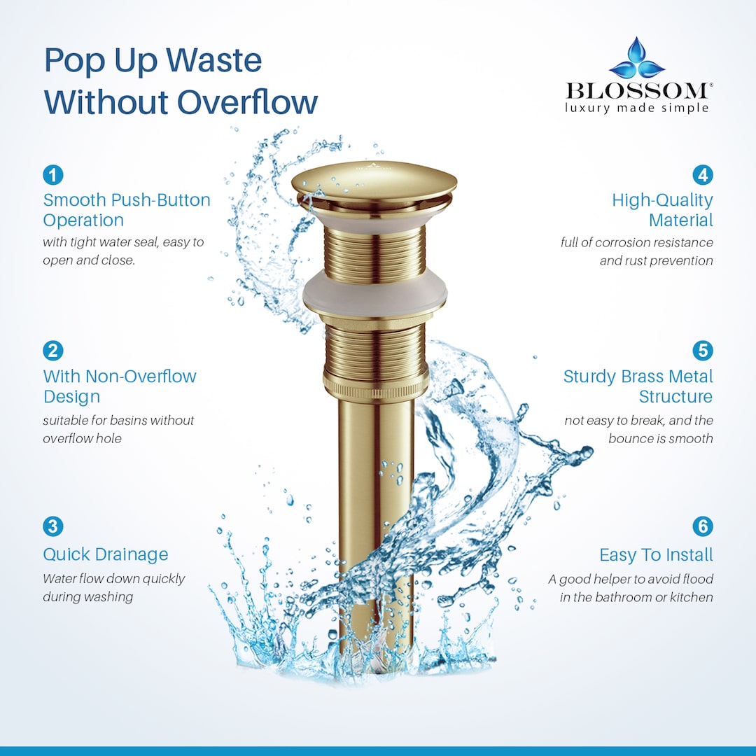 1-1/4" Brass Pop-Up Drain without Overflow