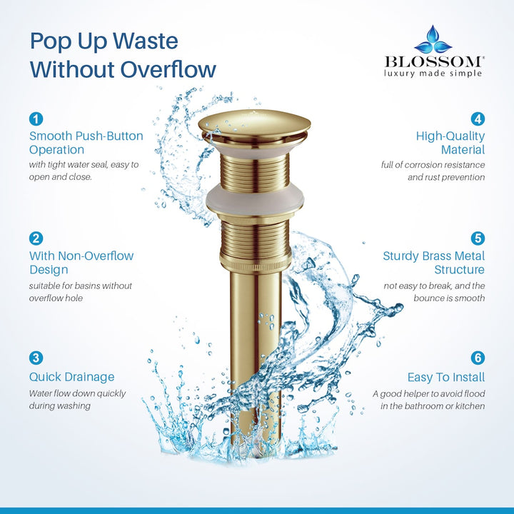 1-1/4" Brass Pop-Up Drain without Overflow