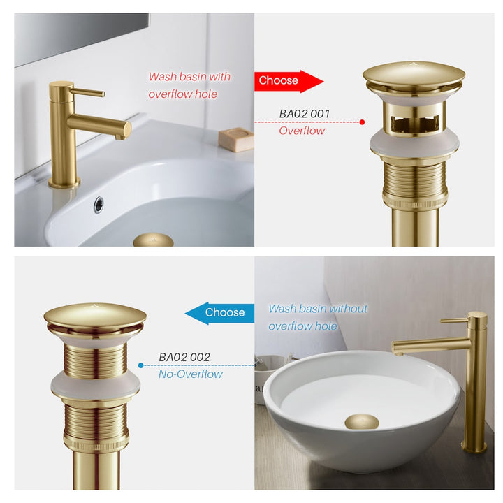 1-1/4" Brass Pop-Up Drain without Overflow