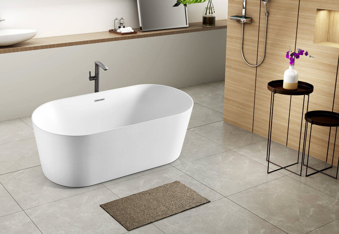 60" Acrylic Freestanding Bathtub in Matte White, Acrylic Bt 03