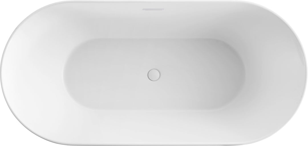 60" Acrylic Freestanding Bathtub in Matte White, Acrylic Bt 03