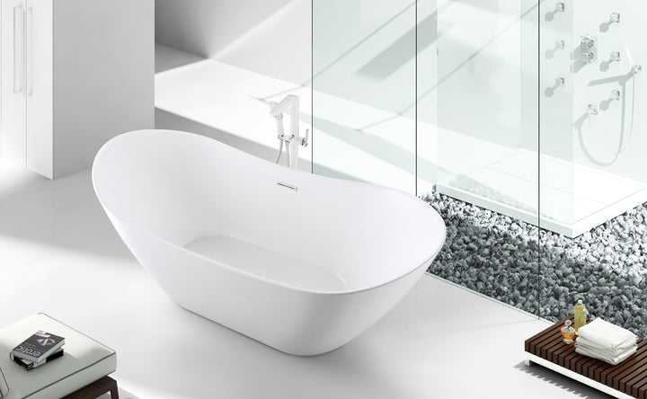 60" Acrylic Freestanding Bathtub in Gloss White