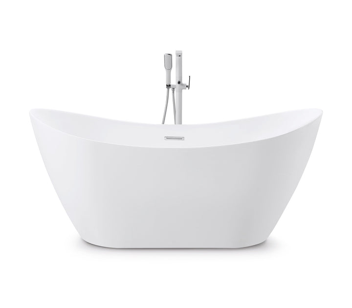 60" Acrylic Freestanding Bathtub in Gloss White | ANVE Kitchen &amp; Bath