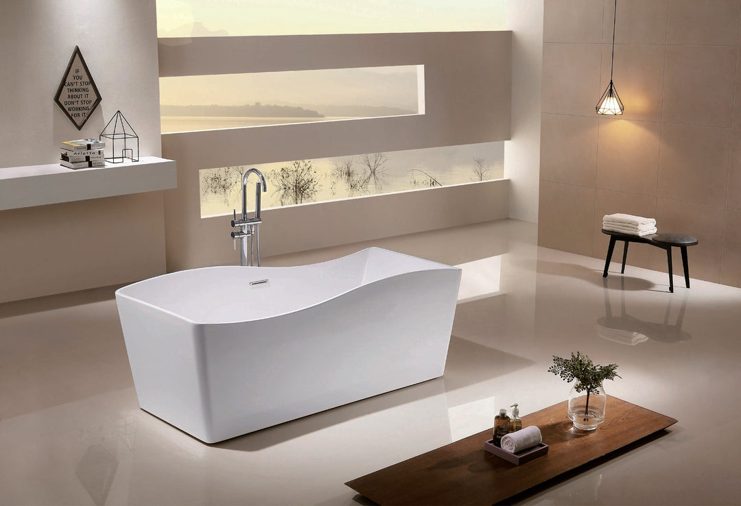67" Acrylic Freestanding Bathtub in Gloss White, Acrylic Bt 15