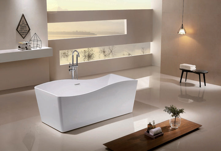 67" Acrylic Freestanding Bathtub in Gloss White, Acrylic Bt 15