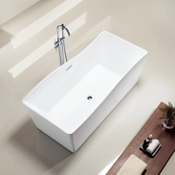 67" Acrylic Freestanding Bathtub in Gloss White, Acrylic Bt 15
