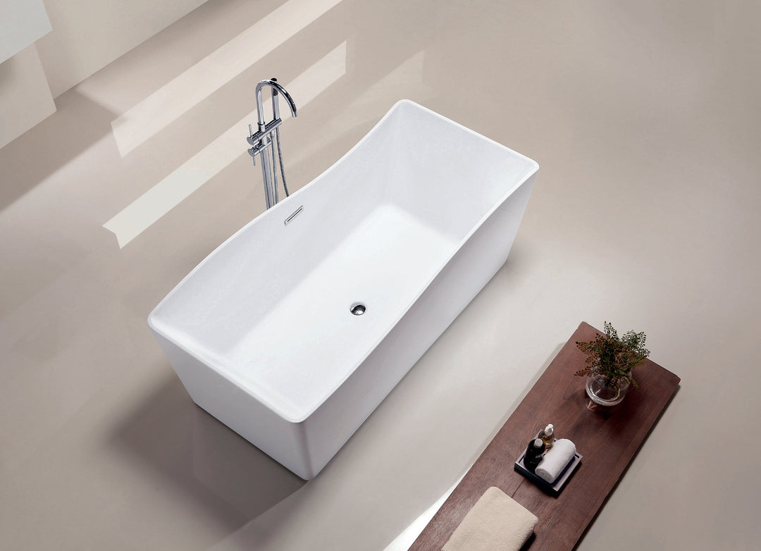 67" Acrylic Freestanding Bathtub in Gloss White, Acrylic Bt 15