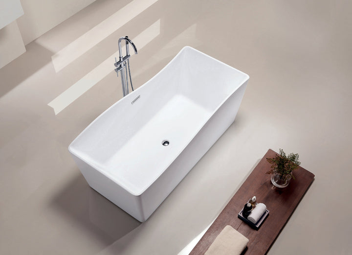 67" Acrylic Freestanding Bathtub in Gloss White, Acrylic Bt 15