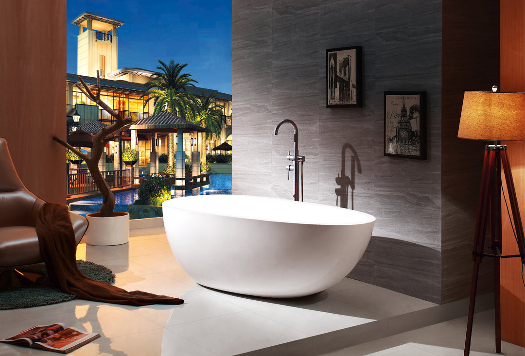 67" Acrylic Freestanding Bathtub in Gloss White, Acrylic Sp 1893