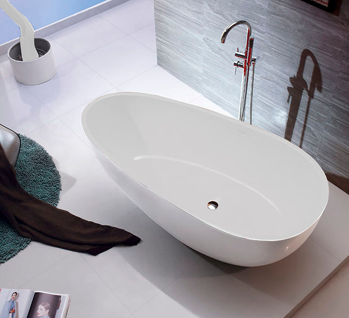 67" Acrylic Freestanding Bathtub in Gloss White, Acrylic Sp 1893