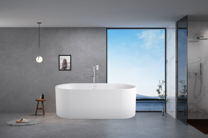 60" Acrylic Freestanding Bathtub in Matte White, Acrylic Sp 1869