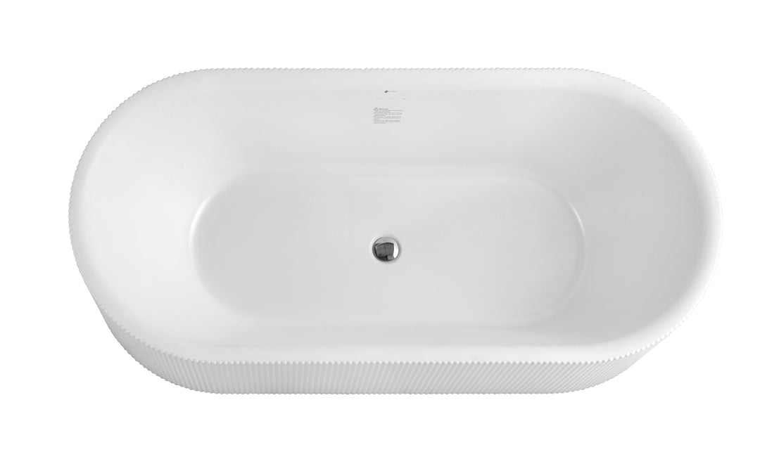 60" Acrylic Freestanding Bathtub in Matte White, Acrylic Sp 1869