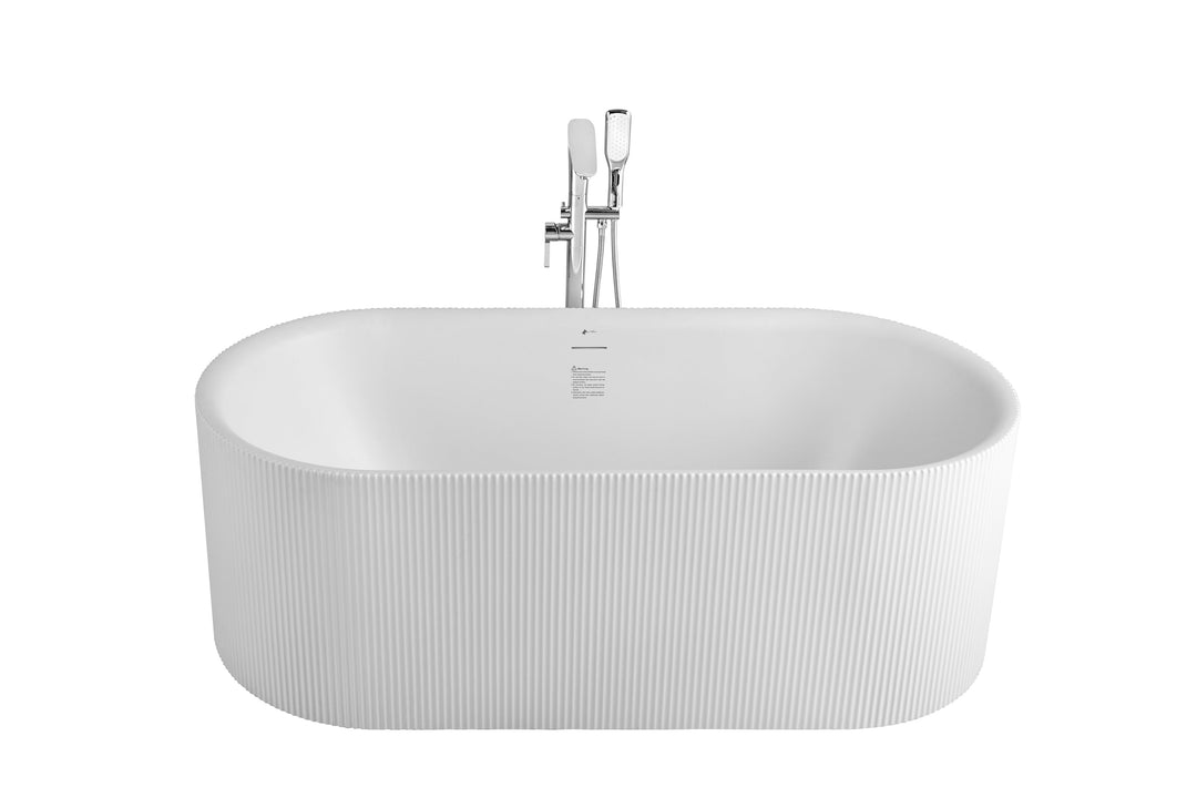 60" Acrylic Freestanding Bathtub in Matte White, Acrylic Sp 1869