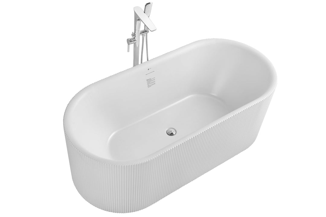 60" Acrylic Freestanding Bathtub in Matte White, Acrylic Sp 1869