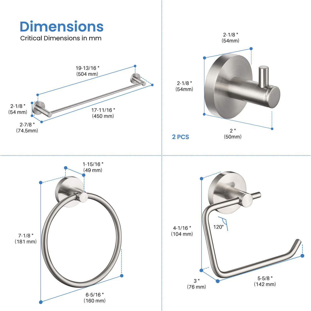 Halo 5-Piece Bathroom Hardware Set in 4