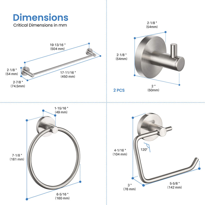 Halo 5-Piece Bathroom Hardware Set in 4