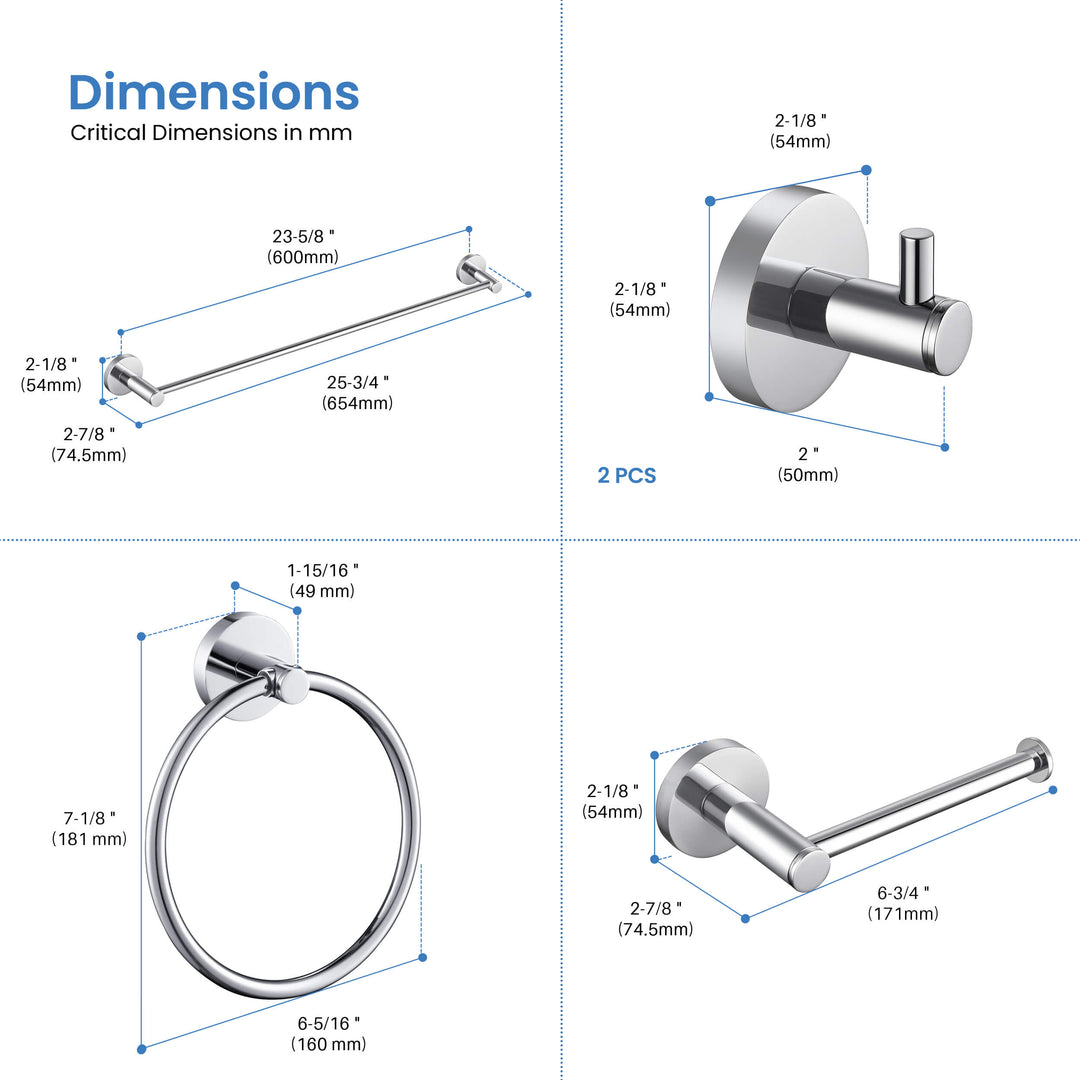 Halo 5-Piece Bathroom Hardware Set in 1