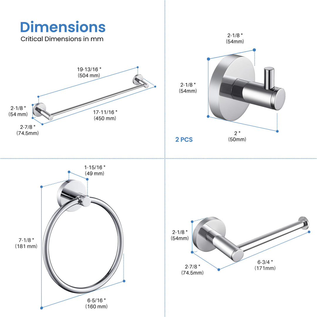 Halo 5-Piece Bathroom Hardware Set in 3