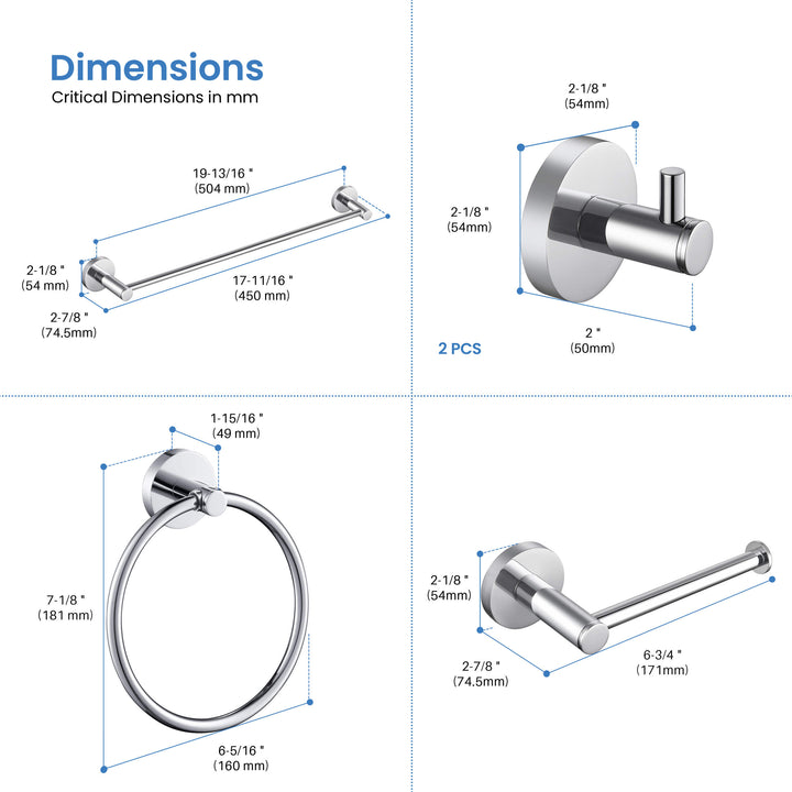 Halo 5-Piece Bathroom Hardware Set in 3