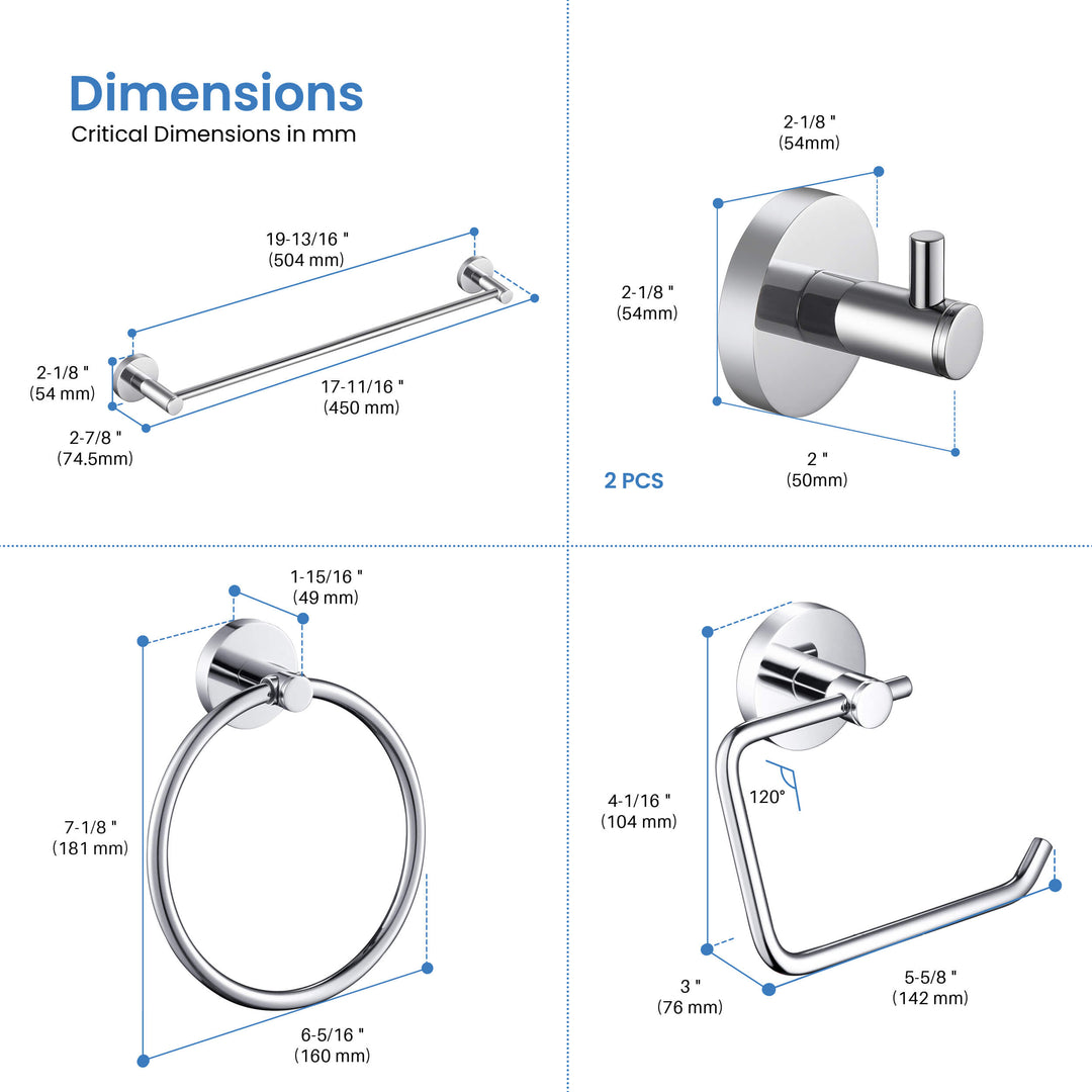 Halo 5-Piece Bathroom Hardware Set in 4